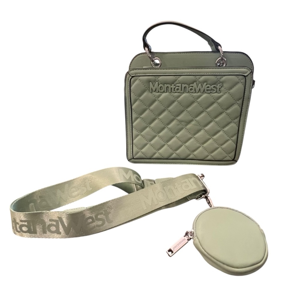 Montana West Purse Crossbody Satchel Sage Green‎ Round Accessory Bag Quilted